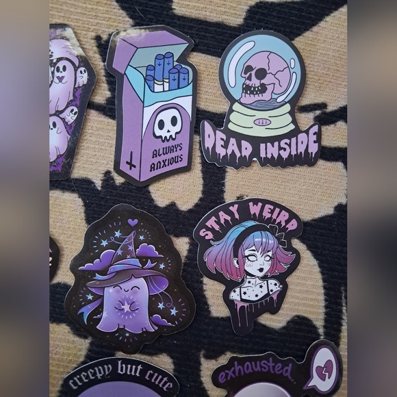 Hot Topic Purple and Black Gothic Sticker Collection- Ghosts Bats Skulls & More! - Picture 4 of 4